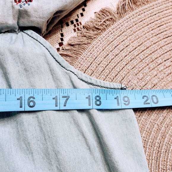 Off-Shoulder Embroidered Blue Dress - Picture 8 of 10